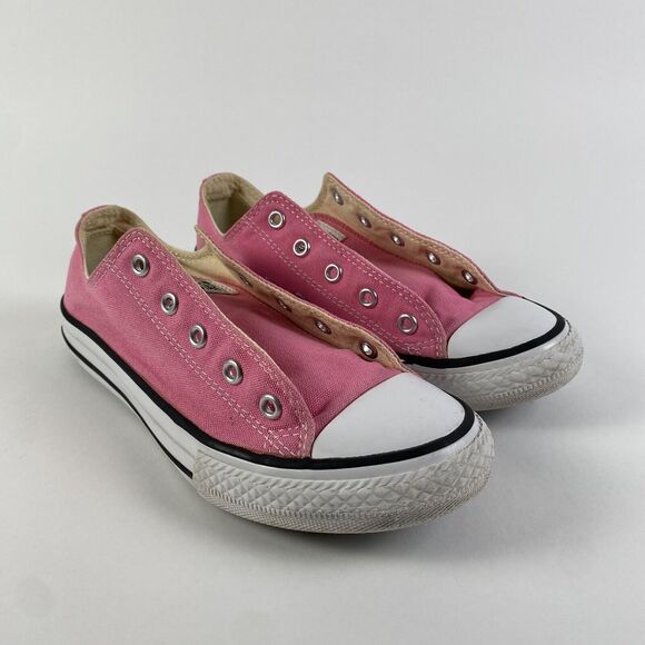 Converse All Star Canvas Sneakers Pink No Laces Youth Size 3 Pre-Owned - Picture 2 of 11
